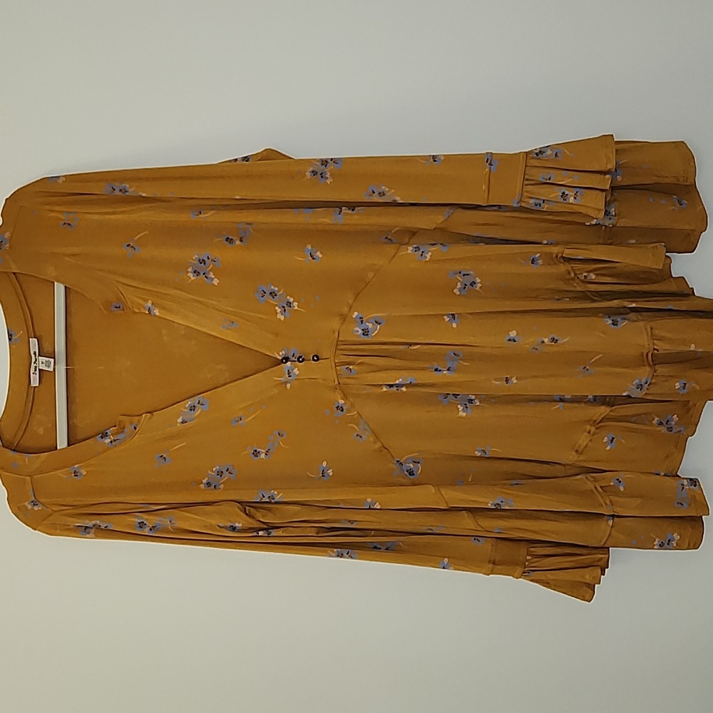 NWOT Free People Olivia Printed Tunic Yellow Buttery-Soft Size Meduim - Picture 15 of 16